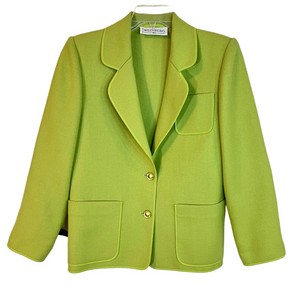 Vintage Weinberg Paris Lime Green Wool Blend Blazer M Easter France Chic Luxury